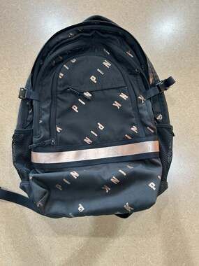Victoria's Secret PINK Collegiate Backpack in Black and Rose Gold